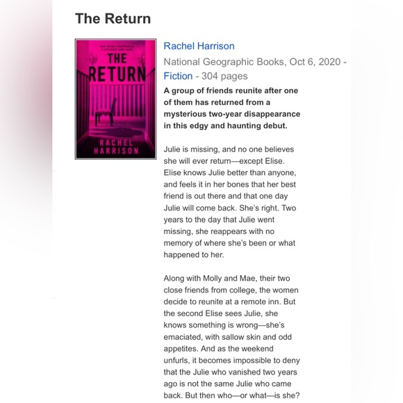 The Return Rachel Harrison Hardcover Book - Picture 5 of 5
